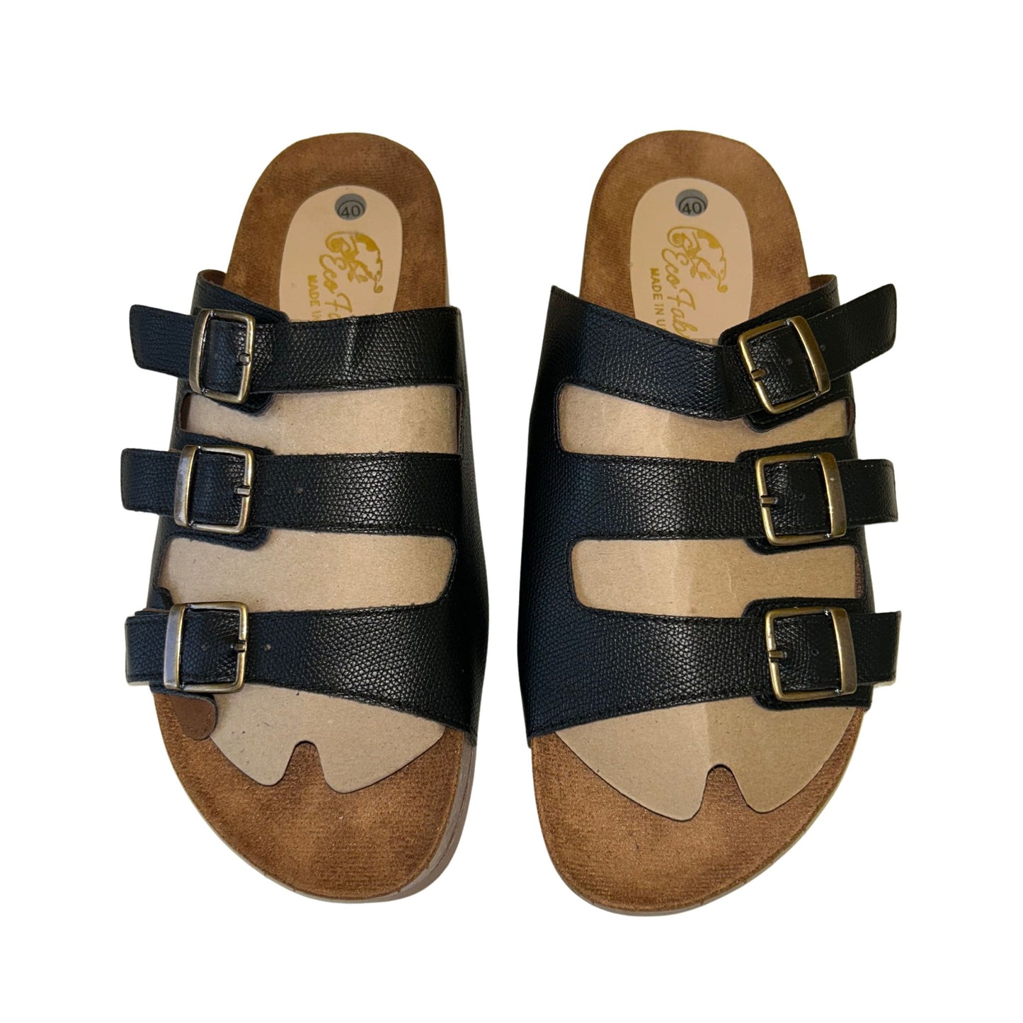 Third-Buckle Cork Sandals – Adjustable Comfort Slides