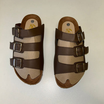 Third-Buckle Cork Sandals – Adjustable Comfort Slides