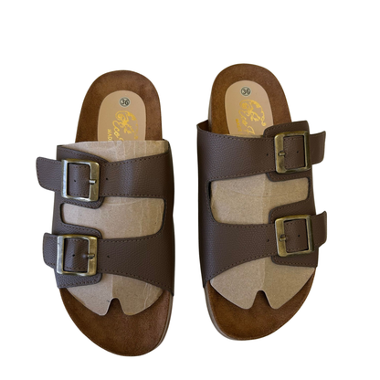 Two-Buckle Cork Sandals – Adjustable Comfort Slides