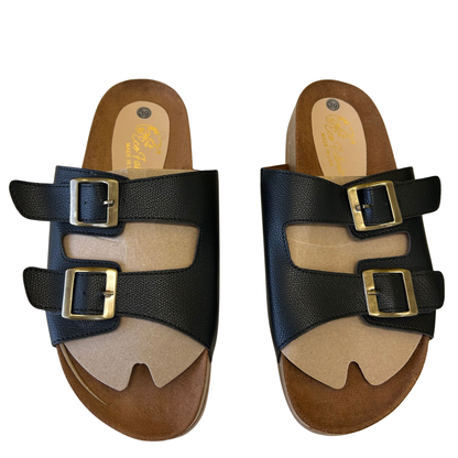 Two-Buckle Cork Sandals – Adjustable Comfort Slides
